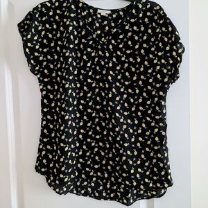 Charlotte Russe Black Blouse with Lemon Print